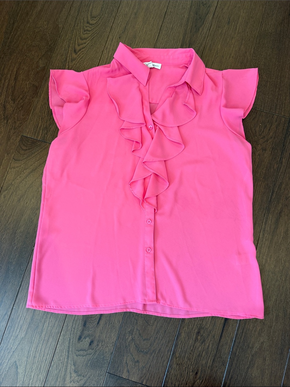 Calvin Klein Hot Pink Ruffle Front Blouse Size Medium - C4-109
